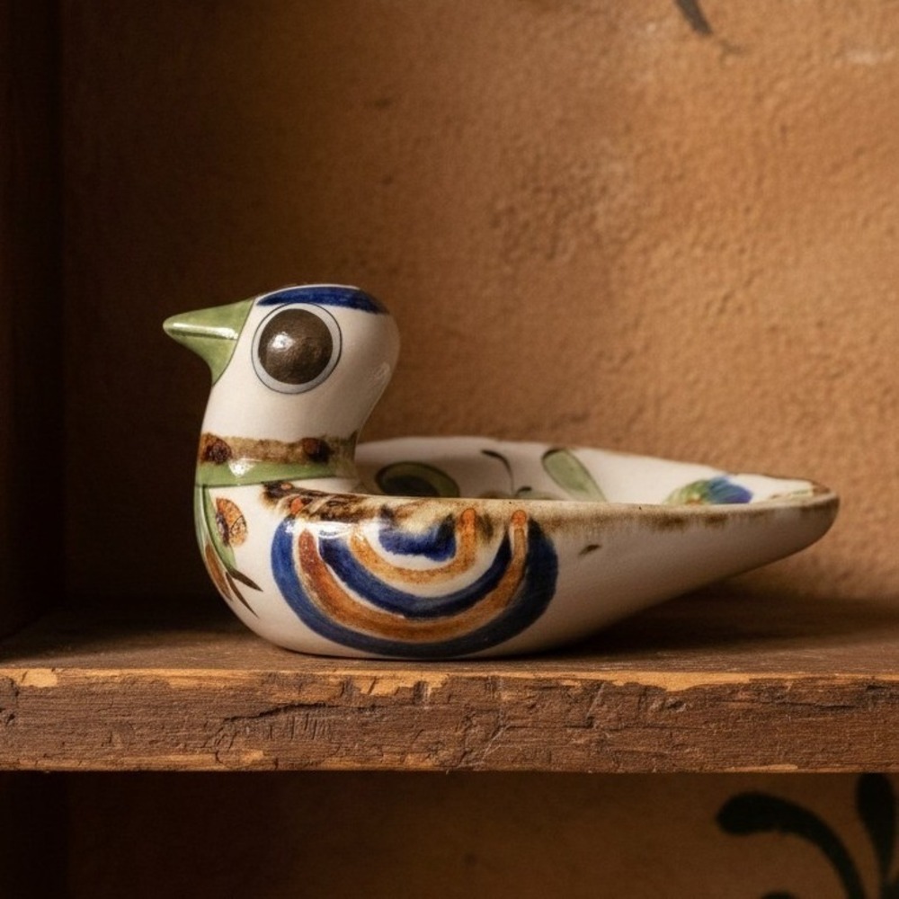 Ken Edwards Tonala Mexico Ceramic Pottery Duck Figurine Hand Painted